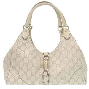 GUCCI White Leather Jackie Shoulder Bag